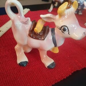 Ceramic Pink Cow Figurine